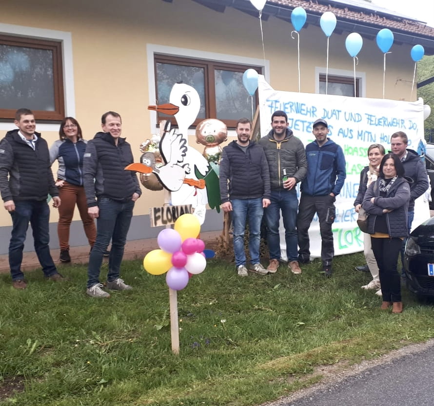 Storch für den kleinen Florian aufstellen. 